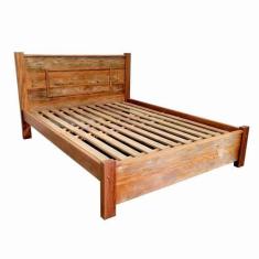 Imagem de Cama De Casal Rústica Agnela em Madeira de Demolição - Cód 2383 - Barr