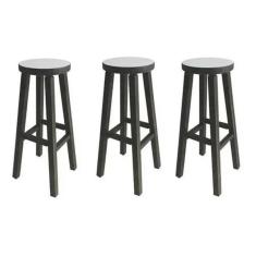 Imagem de Kit 3 Banqueta Alta Hardman Madeira Padrão Nogueira Assento