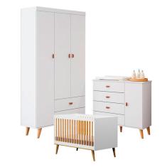 Imagem de Quarto de Bebê Duda com Berço Americano Ligia Branco Acetinado Bétula - Carolina Móveis