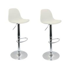 Imagem de Conjunto 2 Banquetas Joly Eames Base Giratória Cromada Movescan Branca