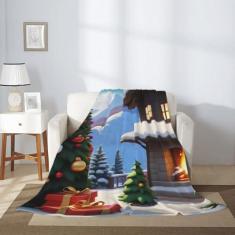 Imagem de Árvore de Natal flanela de lã leve cama sofá viagem acampamento cobertor cobertor de veludo macio pelúcia cobertor decorativo todas as estações