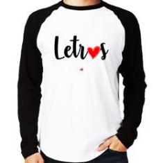 Imagem de Camiseta Raglan Letras Por Amor Manga Longa - Foca Na Moda