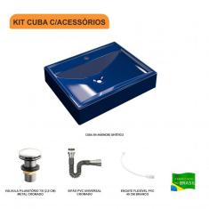 Imagem de Kit Cuba RT49 com Válvula Click 1 Polegada G e Sifão Cromado e Flexível Compace  Escuro