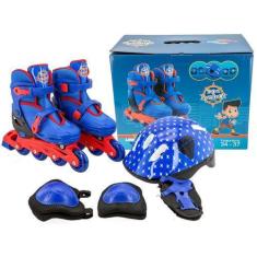 Imagem de Patins Infantil 4 Rodas Masculino Menino Roller Azul Barato - Unitoys
