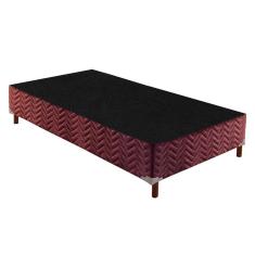 Imagem de Cama Box Base Solteiro Sommier Rustico Bordado Wine 88X188x30 Paropas