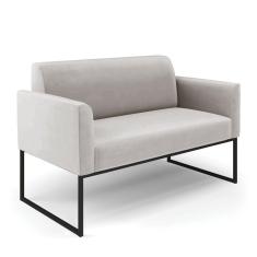 Imagem de Sofá Namoradeira Base Industrial Preto Marisa Veludo Cinza D03 - D'rossi