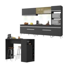 Imagem de Armário De Cozinha Completa Com Bancada Americana Veneza Multimóveis Mp2199 Preto/branco Preto/branco