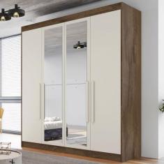Imagem de Guarda Roupa Casal Espelho 4 Portas 3 Gavetas Nantes Móveis Europa
