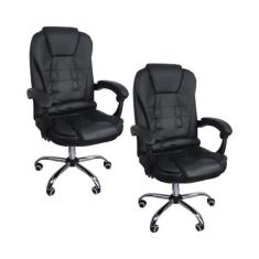 Imagem de Kit 2 Cadeiras De Escritório Presidente Reclinável (Preto)