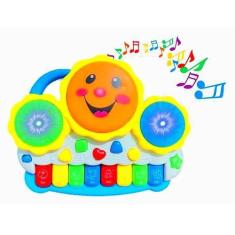 Imagem de Teclado De Brinquedo Infantil Piano Educativo Tambor Com Som E Luz Col