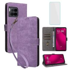 Imagem de IUQXU Capa carteira para celular T-Mobile Revvl 7 Pro 5G com protetor de tela [bloqueio RFID] Suporte de cartão de couro com suporte para celular feminino e masculino para TMobile Revvl7 Pro 5G 7Pro T