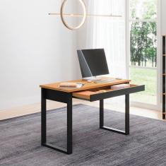 Imagem de Mesa de Escritório Industrial 1 Gaveta 118x75 Cm 100% mdf Freijó Preto Fosco Pradel