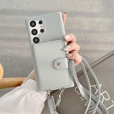 Imagem de Moda litchi couro pescoço alça de ombro capa de telefone para samsung s23 ultra s20 s21 s22 nota 8 9 10 20 capa carteira crossbody, azul, s8 plus