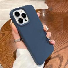 Imagem de Capa de silicone líquido para iphone 15 14 13 12 11 pro max capa traseira macia para 14 15 plus casos bonitos acessórios, azul escuro, para iphone 14 plus