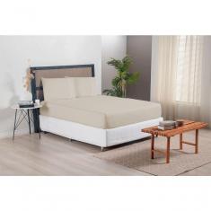 Imagem de Jogo De Lençol Versatile Ponto Palito Simples 3 Peças King Micropercal cáqui