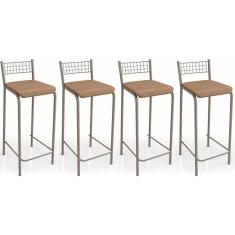 Imagem de Kit 4 Banquetas Sala Jantar Gênova B705 4 Un Niquel - Courano Capuccino - Kappesberg