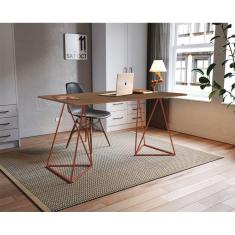 Imagem de Escrivaninha Mesa Bela Vista Cobre E Tampo Imbuia - Marrom