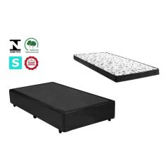 Imagem de Cama Box Solteirão Preto + Colchão Espuma D20 96x203x10
