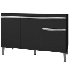 Imagem de Balcão De Pia 120 Cm Talita 3 Portas 1 Gaveta Preto