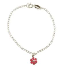 Imagem de Pulseira Infantil Criança Pingente Flor Prata Legitima 925 - Lojas La+
