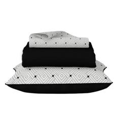 Imagem de Jogo de Cama Lençol Casal Preto 100% Algodão 3pçs 120 Fios