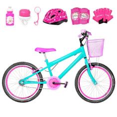 Imagem de Bicicleta Aro 20 Aero + Kit Proteção Verde Água E Pink