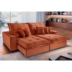 Imagem de Sofá Retrátil Reclinável Luxo Halley  2.00M Terracota Molas Ensacadas