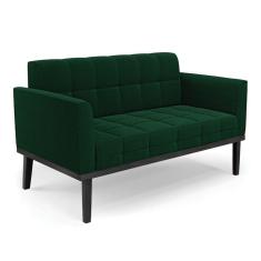 Imagem de Sofá Namoradeira Base Madeira Fixa Preto Elisa Bouclê D03 - D`rossi Cor Verde