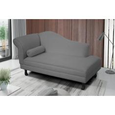 Imagem de Recamier divã larissa liso 185cm lado esquerdo suede cinza - VH MOVEIS