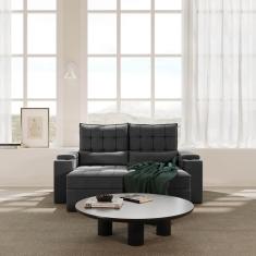 Imagem de Sofá Retrátil Reclinável com Porta Copos e Usb 3 Lugares 190cm Embaúba Extra Cabecasa Madeiramadeira Cinza Diamante