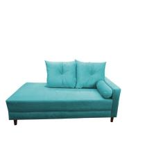 Imagem de Divã Recamier 1,80 Cm Lado Direito Veludo Azul Turqueza