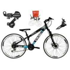 Imagem de Bicicleta Aro 26 Vikingx Tuff Preto/Azul 21V Alumínio Câmbios Shimano