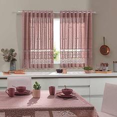 Imagem de Cortina de Renda para Cozinha Color 280x130cm Interlar Rosê