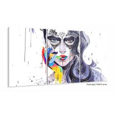 Imagem de Quadro Decorativo Mulher Sala Quarto Moderno 120x60 3 peças