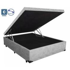Imagem de Cama Box Baú Casal Gold AColchões Suede Cinza 41x138x188