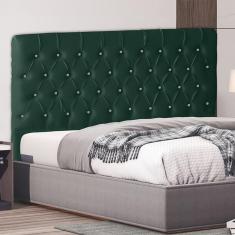 Imagem de Cabeceira De Cama Box Paris King 195 Cm Botão Strass Suede Verde Eli Móveis