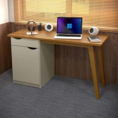 Imagem de Escrivaninha 1 Porta 1 Gaveta 136cm Prism Patrimar Móveis Off White/Cumarú