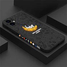 Imagem de Linda capa de silicone para astronauta do planeta dos desenhos animados para iPhone 14 13 12 11 Pro Max 12 Mini XS XR X 8 7 Plus Soft Bumper Cover à prova de choque, FX Black, para iPhone XS