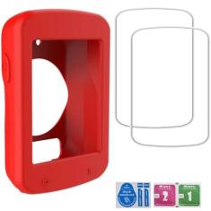 Imagem de FTTYUHU Capa protetora de silicone para Garmin Edge 820 protetor de tela de vidro temperado bicicleta computador ciclismo capa protetora para-choque capa macia anticolisão (pacote com 2 + 1)