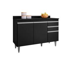 Imagem de Balcão de Cozinha Melissa Preto S/ Tampo - Vallisa Decor