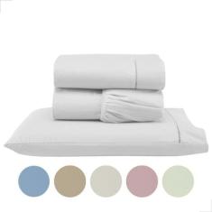 Imagem de Jogo de cama solteiro lençol com elástico 140 Fios 3 Peças - Valle Enx