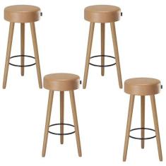 Imagem de Kit 4 Banquetas Alta Estofada 70 cm Pés Palito P/ Área Gourmet Bancada