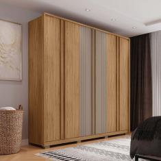 Imagem de Guarda-roupa Casal Ripado 6 Portas 4 Gavetas e Pés Suburban Espresso Móveis Buriti/Cinza