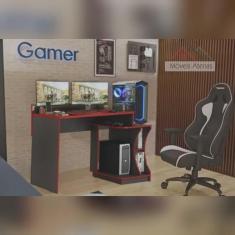 Imagem de Mesa Gamer Office Preto/vermelho Valdemoveis