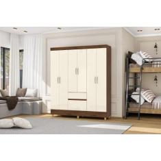 Imagem de Guarda Roupa Ideal Plus 6 Portas e 2 Gavetas - Imbuia Champanhe - Vila