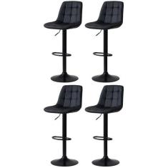 Imagem de Kit 4 Banqueta Alta Elegance Estofada Com Base Girat ria E Re