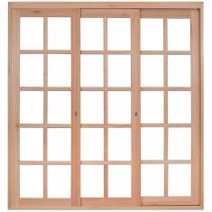 Imagem de Porta de Madeira Balção de Correr 213x140cm com Batente 14cm EWK 430 Rondosul Madeira marroml sem pintura