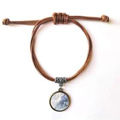 Imagem de DIYthinker Pulseira de sombreamento de aquarela abstrata de couro corda escondida pulseira marrom joia presente