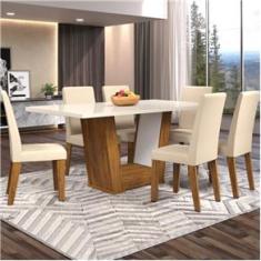 Conjunto Sala De Jantar Mesa Tampo Mdf E Vidro E 4 Cadeiras Lottus em  Promoção é no Buscapé