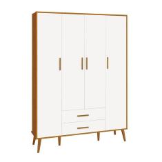 Imagem de Guarda Roupa Isis Retrô 4 Portas 2 Gavetas Branco Fosco/ Savana Fosco - Reller